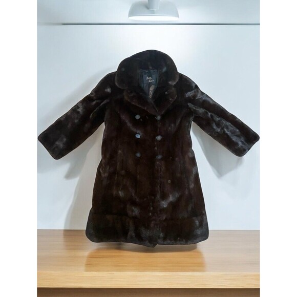 MINK COAT Natural Double Breasted Notch Color Deep Mahogany Sm/med Like VTG 90’s - Picture 2 of 3